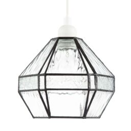 Happy Homewares Vintage Classic Bronze Pendant Shade with Moroccan & Water Glass in Clear - thumbnail 1