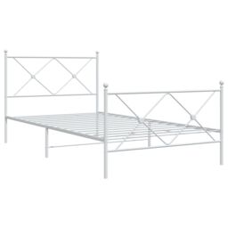 Berkfield Home Metal Bed Frame without Mattress with Footboard White 100x200cm - Size: 100x200 cm - thumbnail 3
