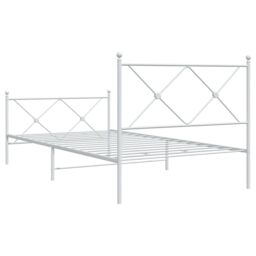 Berkfield Home Metal Bed Frame without Mattress with Footboard White 100x200cm - Size: 100x200 cm - thumbnail 6