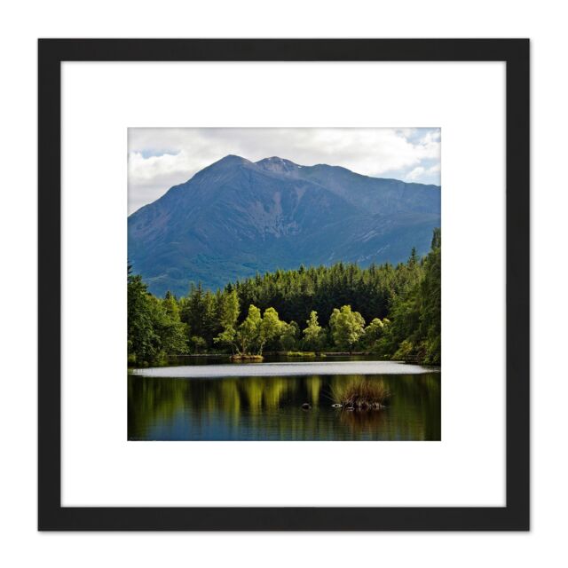 Artery8 Gillman Glencoe Lochan Highland Scotland Photo 8X8 Inch Square Wooden Framed Wall Art Print Picture with Mount in Black - image 1