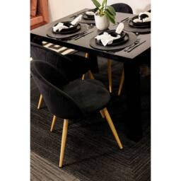 Lemon Pavilion Furniture Venice Dining Chair (Pack of 2) - Velvet - L55 x W51 x H78 cm - Black - Size: 1 Pack - thumbnail 4