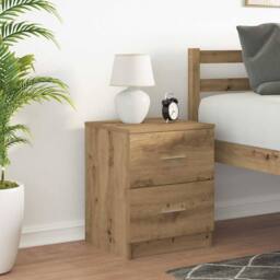 Berkfield Home Bedside Cabinet with 2 Drawers Artisan Oak 40x36x50 cm in Brown - Size: 40 x 36 x 50 cm - thumbnail 3