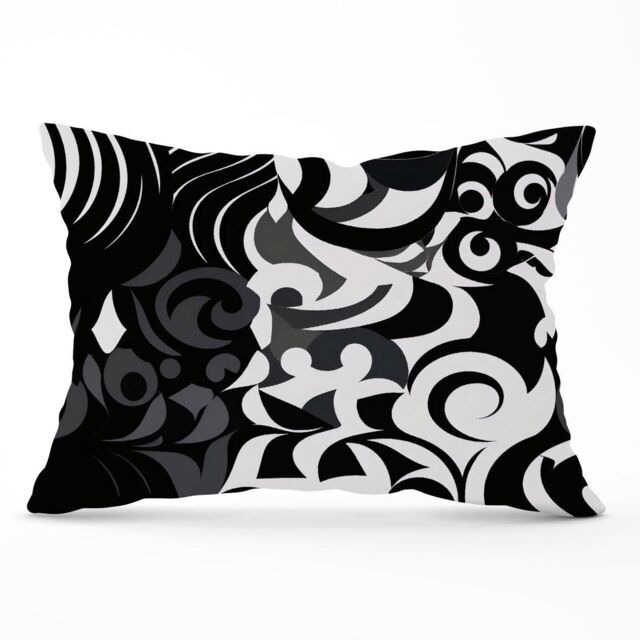 Warren Reed - Designer Black Grey Abstract Cushions - Size: 60 cm x 60 cm - image 1