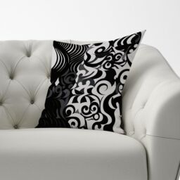 Warren Reed - Designer Black Grey Abstract Cushions - Size: 60 cm x 60 cm - thumbnail 3