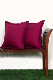 Homescapes Luxury Waterproof Plain Outdoor Cushion 45 x 45 cm, Set of 2 in Red - Size: 45 cm x 45 cm - thumbnail 2