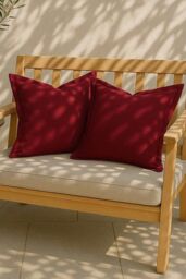 Homescapes Luxury Waterproof Plain Outdoor Cushion 45 x 45 cm, Set of 2 in Red - Size: 45 cm x 45 cm - thumbnail 5