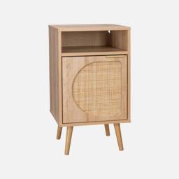 sweeek Pair Of Wood & Rounded Cane Rattan Bedside Tables in Light Brown - thumbnail 4