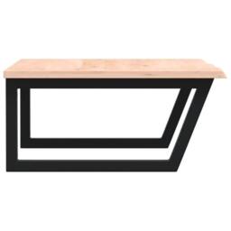Berkfield Home Basin Shelf Wall Mounted Steel & Solid Wood Oak in Natural - thumbnail 5