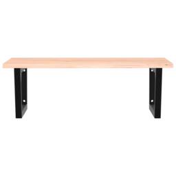 Berkfield Home Basin Shelf Wall Mounted Steel & Solid Wood Oak in Natural - thumbnail 4