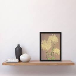 Artery8 Three Yellow Chrysanthemum Vintage Japan Framed Wall Art Print Kazumasa - Size: A4 - thumbnail 4