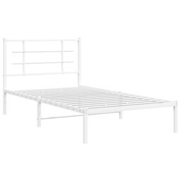 Berkfield Home Metal Bed Frame without Mattress with Headboard White 100x190cm - Size: 100x190 cm - thumbnail 3