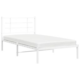 Berkfield Home Metal Bed Frame without Mattress with Headboard White 100x190cm - Size: 100x190 cm - thumbnail 4