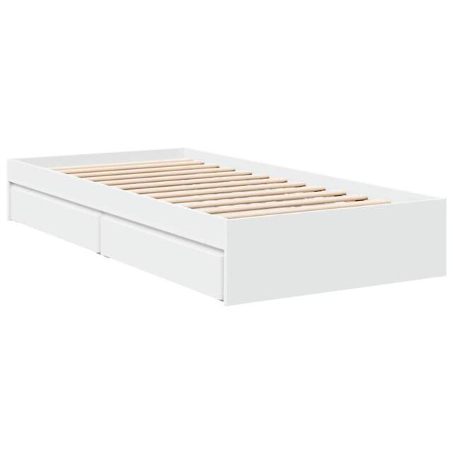 Berkfield Home Modern Bed Frame with Drawers without Mattress White 75x190 cm Sm - Size: Small Single - image 1