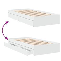 Berkfield Home Modern Bed Frame with Drawers without Mattress White 75x190 cm Sm - Size: Small Single - thumbnail 7