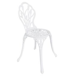 Charles Bentley 3 Piece Tulip Cast Aluminium Patio Bistro Set Table & 2 Chairs in White - thumbnail 5