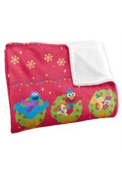 Sesame Street Furry Friends Forever Wreath Pattern Silky Touch Super Soft Throw Blanket 152 X 127 cm in White - thumbnail 3