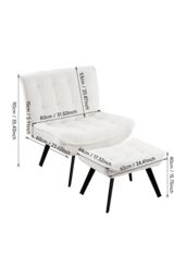 Living and Home Minimal Comfy Chair with Footstool Set for Living Reading Room in Beige - thumbnail 6