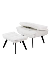 Living and Home Minimal Comfy Chair with Footstool Set for Living Reading Room in Beige - thumbnail 4