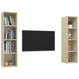Berkfield Home Wall-mounted TV Cabinets 2 pcs Sonoma Oak Engineered Wood in Brown - thumbnail 3