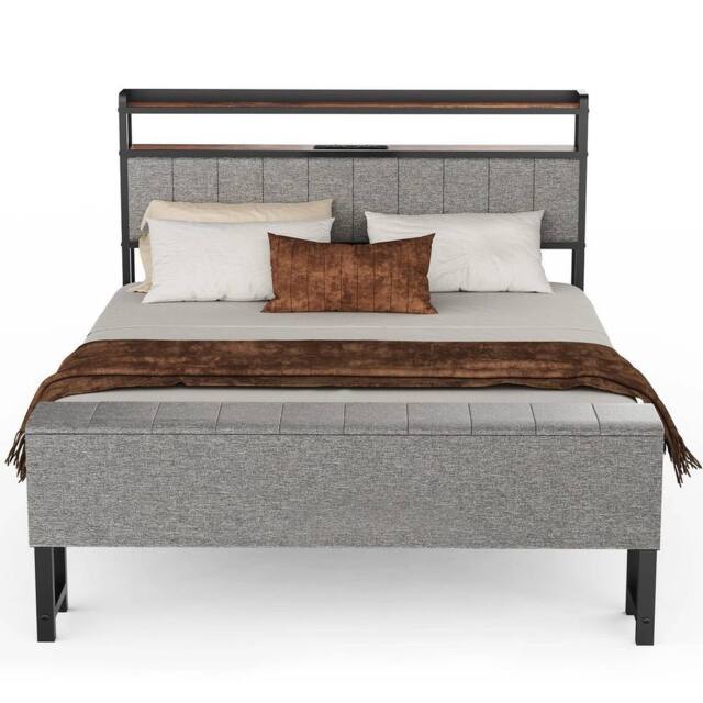 Kelvenix 4FT6 LUXURY GREY FABRIC BED FRAME SET - Size: Single - image 1