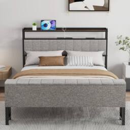 Kelvenix 4FT6 LUXURY GREY FABRIC BED FRAME SET - Size: Single - thumbnail 4