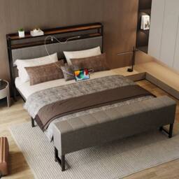 Kelvenix 4FT6 LUXURY GREY FABRIC BED FRAME SET - Size: Single - thumbnail 5