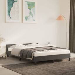 Berkfield Home Bed Frame with Headboard Dark Grey 180x200cm Super King Velvet - thumbnail 1
