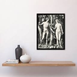 Artery8 Adam & Eve Serpent Temptation Albrecht Durer Framed Wall Art Print in Grey - Size: A4 - thumbnail 4