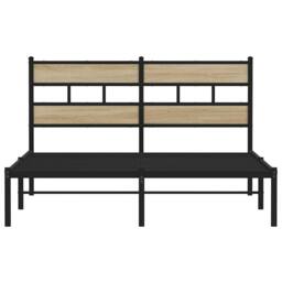 Berkfield Home Metal Bed Frame without Mattress Sonoma Oak 140x190 cm in Brown - thumbnail 4