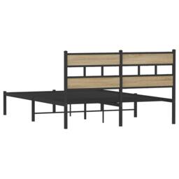 Berkfield Home Metal Bed Frame without Mattress Sonoma Oak 140x190 cm in Brown - thumbnail 6