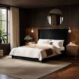 Flair Tiggy Ottoman Bed with Winged Headboard Black Velvet - Size: King - thumbnail 1