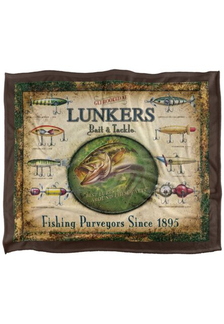 JQ Licensing Lunkers Bait Tackle Sign Silky Touch Super Soft Throw Blanket 152 X 127 cm in White - image 1