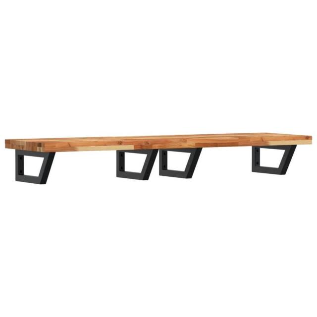 Berkfield Home Basin Shelf Wall Mounted Steel & Solid Wood Acacia in Brown - image 1