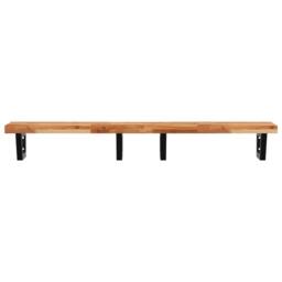 Berkfield Home Basin Shelf Wall Mounted Steel & Solid Wood Acacia in Brown - thumbnail 4