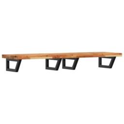 Berkfield Home Basin Shelf Wall Mounted Steel & Solid Wood Acacia in Brown - thumbnail 1