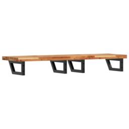 Berkfield Home Basin Shelf Wall Mounted Steel & Solid Wood Acacia in Brown - thumbnail 6