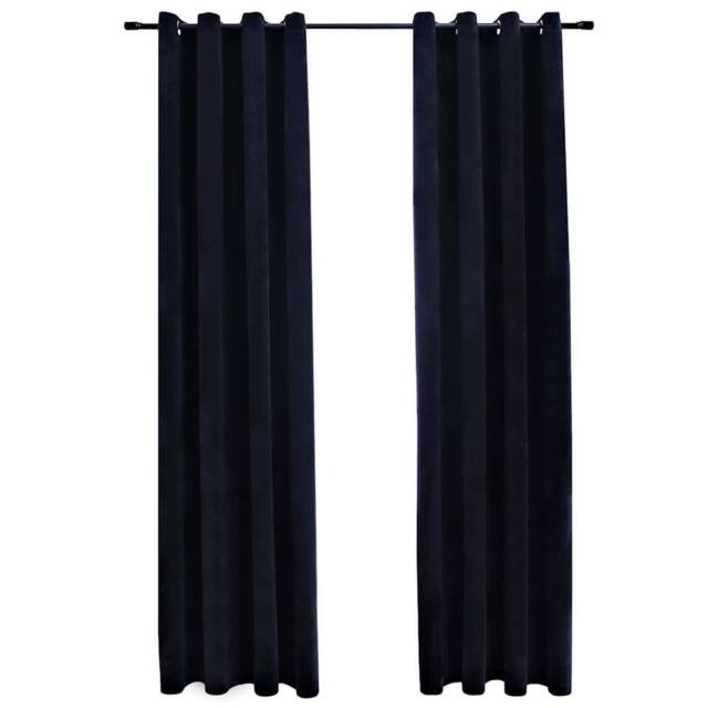 Berkfield Home Blackout Curtains with Rings 2 pcs Velvet Black 140x225 cm - image 1