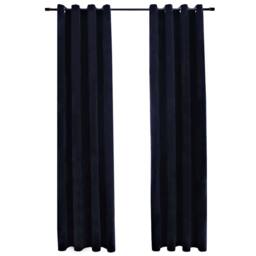 Berkfield Home Blackout Curtains with Rings 2 pcs Velvet Black 140x225 cm