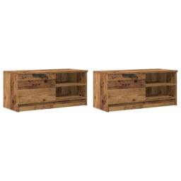 Berkfield Home TV Cabinets 2 pcs Old Wood 80x35x36.5 cm Engineered Wood in Brown - thumbnail 4