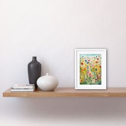"Artery8 Wall Art Print Mixed Wildflower Bloom In Meadow Folk Artwork Framed 9X7 Inch in White - Size: W7"" x H9""" - thumbnail 2