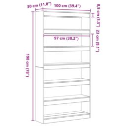 Berkfield Home Bookcase Sonoma Oak Engineered Wood 100 x 30 x 198 cm Shelving in Brown - thumbnail 9