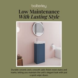 Balterley Retro Floor Standing Bathroom Vanity Basin Unit - 400mm - Satin Blue - thumbnail 7