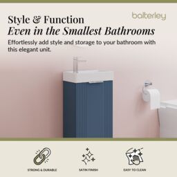 Balterley Retro Floor Standing Bathroom Vanity Basin Unit - 400mm - Satin Blue - thumbnail 2