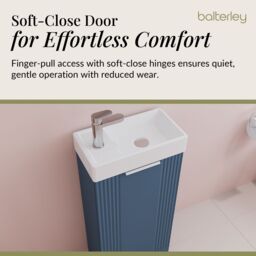 Balterley Retro Floor Standing Bathroom Vanity Basin Unit - 400mm - Satin Blue - thumbnail 3