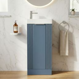 Balterley Retro Floor Standing Bathroom Vanity Basin Unit - 400mm - Satin Blue - thumbnail 9