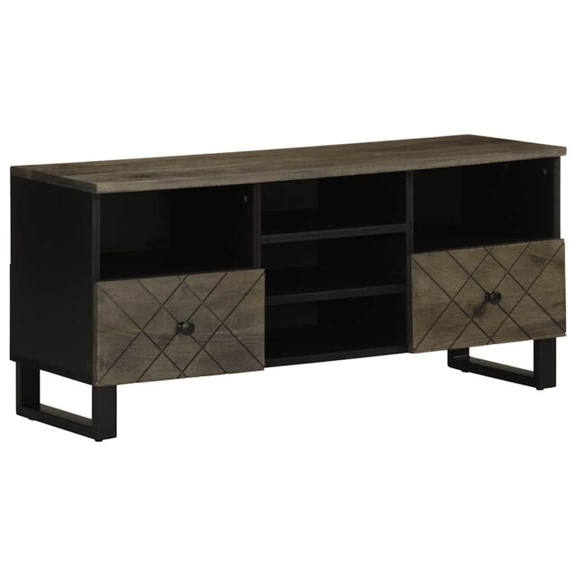 Berkfield Home TV Cabinet Black 100x33x46 cm Solid Wood Mango - Size: 100 x 33 x 46 cm - image 1