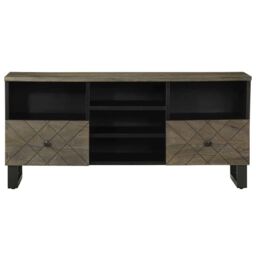Berkfield Home TV Cabinet Black 100x33x46 cm Solid Wood Mango - Size: 100 x 33 x 46 cm - thumbnail 3