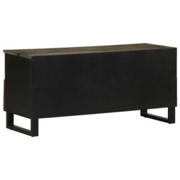 Berkfield Home TV Cabinet Black 100x33x46 cm Solid Wood Mango - Size: 100 x 33 x 46 cm - thumbnail 5
