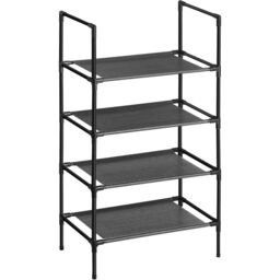 SONGMICS 4-Tier Space Saving Shoe Rack Metal Non-Woven Fabric Shelves in Black - thumbnail 8