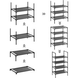 SONGMICS 4-Tier Space Saving Shoe Rack Metal Non-Woven Fabric Shelves in Black - thumbnail 7